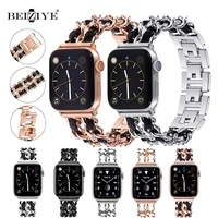 stainless steel strap for apple watch series 7 se band 4145mm leather iwatch 6 5 4 3 correa 4044mm 3842mm band accessories