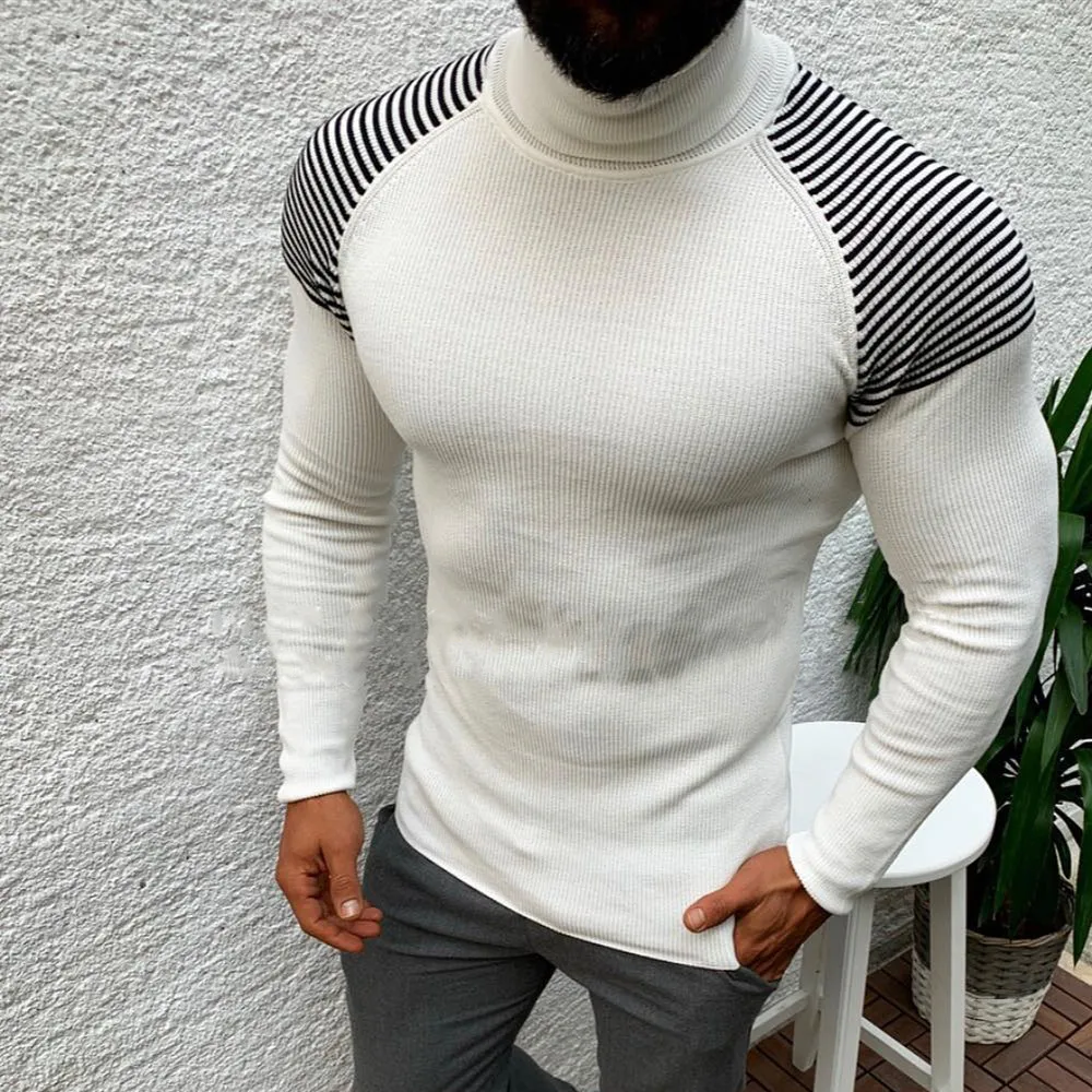 Модные мужские свитера с длинным рукавом Облегающая водолазка Мужская одежда