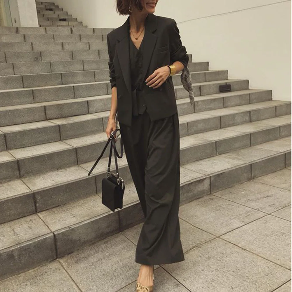 Женский офисный комплект из трех предметов элегантный повседневный пиджак и