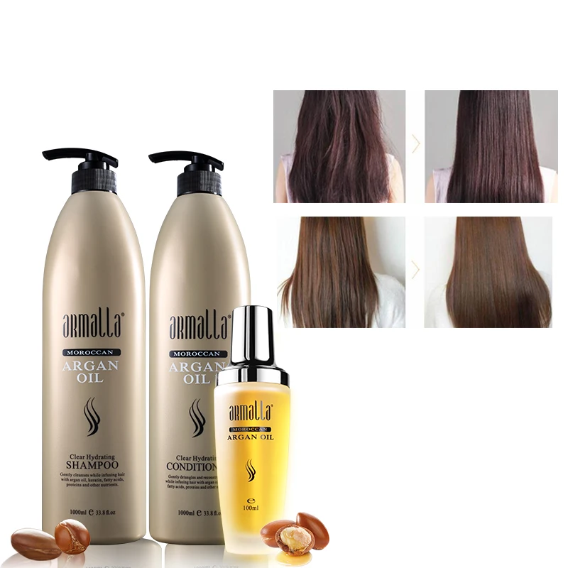 

Armalla Moroccan 500ml Professional Natural Shampoo and 500ml Hair Care Conditioner+100ml Argan Oil Repairing Dry Damage