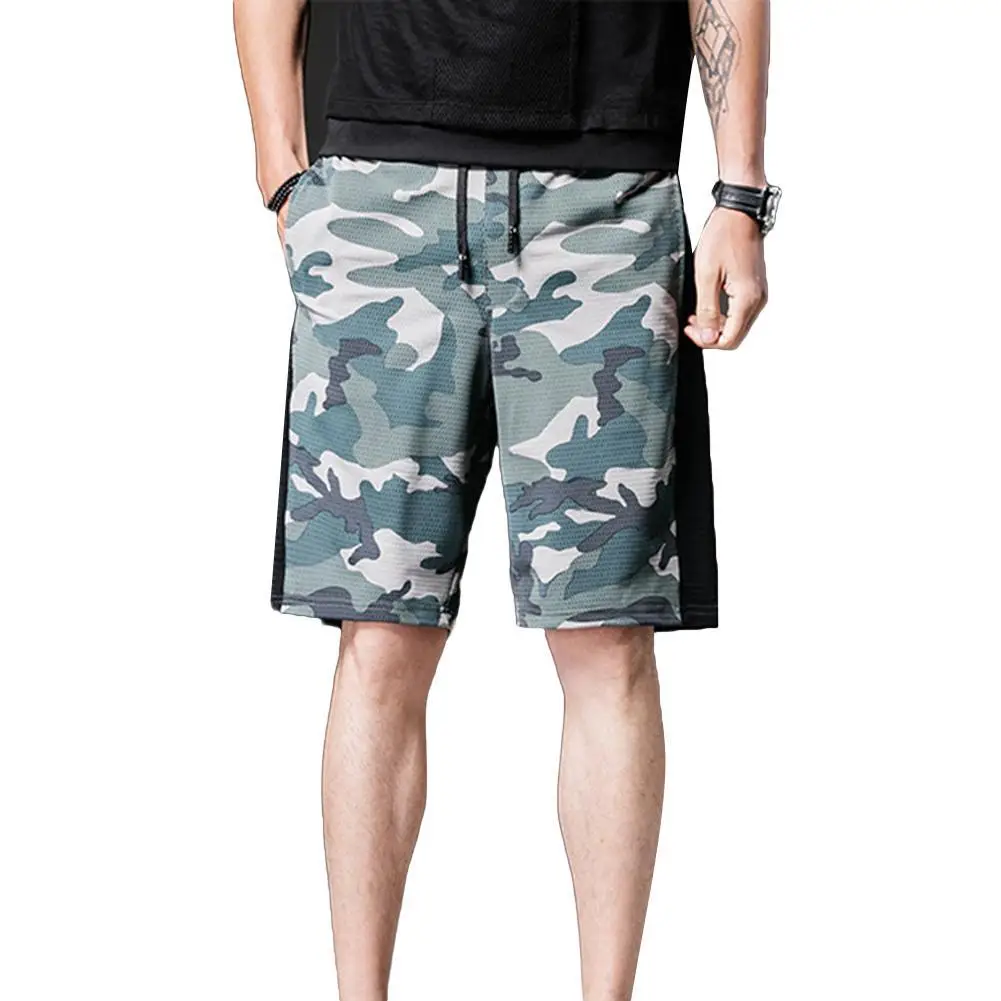 

Men Fit Shorts Riding Trouser Stylish Camouflage Patchwork Pockets Elastic Beach Surfing Loose Shorts Track Shorts Sports Shorts