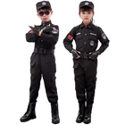 Костюм полицейской для детей, нарядный костюм для Хэллоуина, костюм спецназа для боев, карнавальный подарок на день рождения, крутая полицейская форма для мальчиков