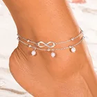 Модные цвета: золотистый, Серебристый браслет на ногу Женские Имитация жемчуга: бесконечное очарование бисером в богемном стиле, с браслетом на лодыжке; Cheville Boho ног Ювелирные изделия