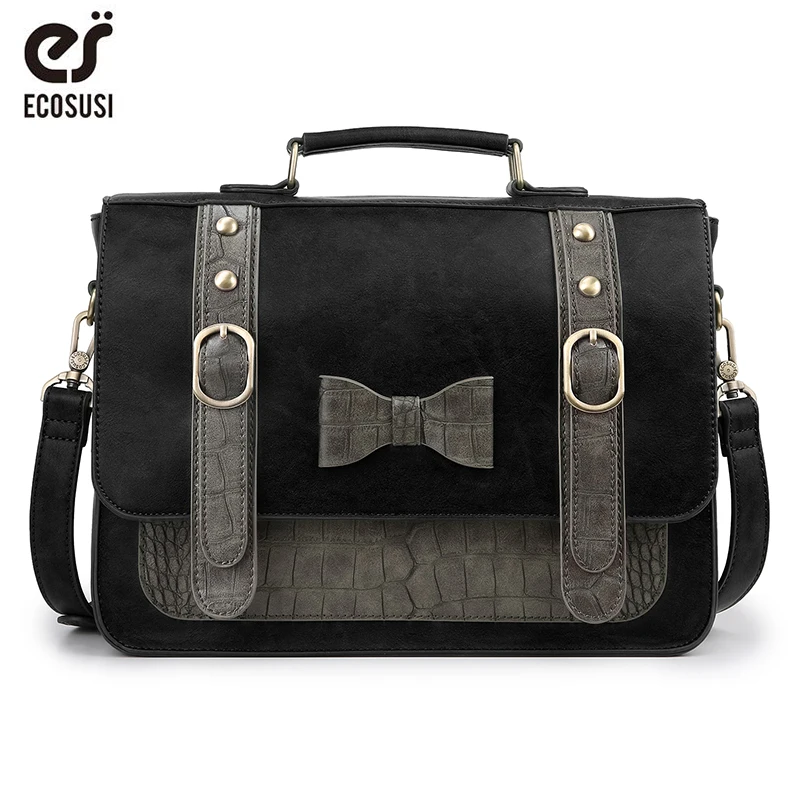 ECOSUSI 13 2 дюймов женская сумка в винтажном стиле из искусственной кожи мессенджер