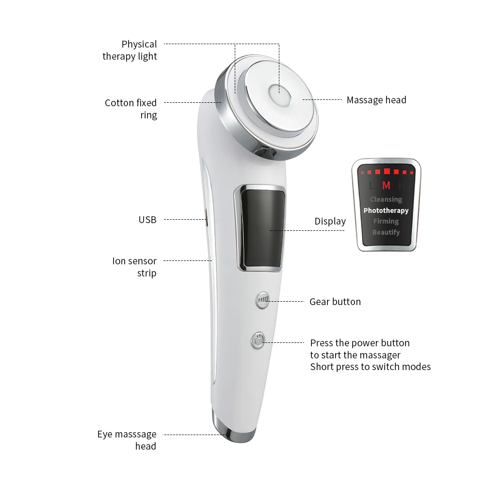Светодиодный фотонный массажер для лица прибор омоложения кожи глубокого