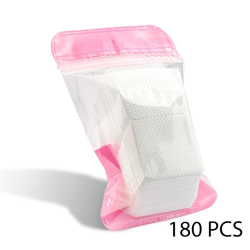 180pcs Безворсовая жидкость для снятия лака для ногтей хлопковые салфетки для удаления УФ-гелевых наконечников очиститель бумажных подушечек для ногтей инструменты для чистки ногтей - Цвет: 180pcs