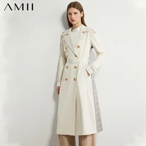 Ветровка женская двубортная в клетку, с отложным воротником, на осень, 12070366