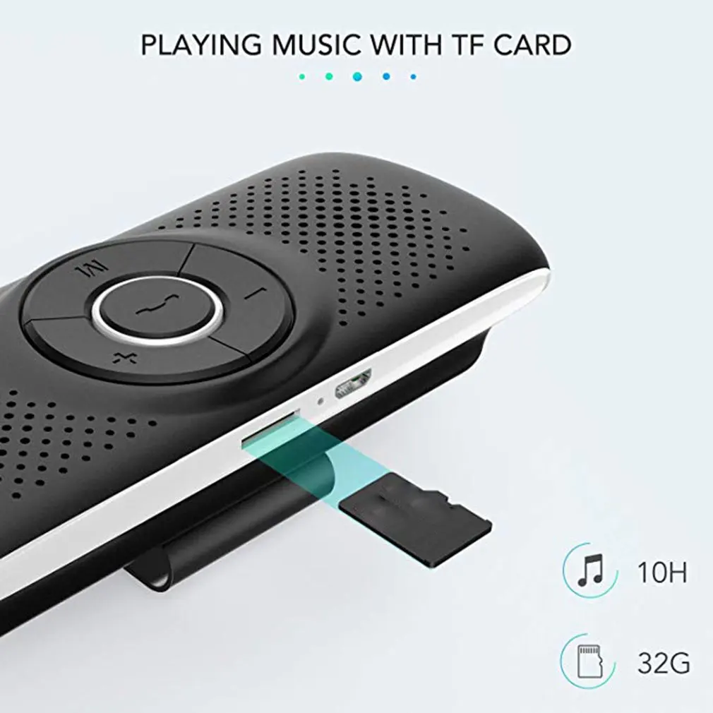 T826 Bluetooth Handsfree Car Kit Car SpeakerphoneTF Music MP3 Player Connect Phones Speaker Sun Visor Clip Speakerphone