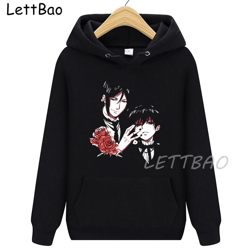 

Japanese Style Black Butler Sebastian Ciel Phantomhive Anime Hoodies Men Women Harajuku Long Sleeve Black Hooded Pullovers 2021