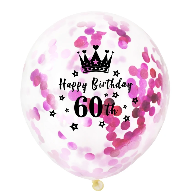 

10pcs Birthday Balloons 12inch Transparent Confetti Crown Latex Balloon 16 18 30 40 50 60th Birthday Party Decorations Globos