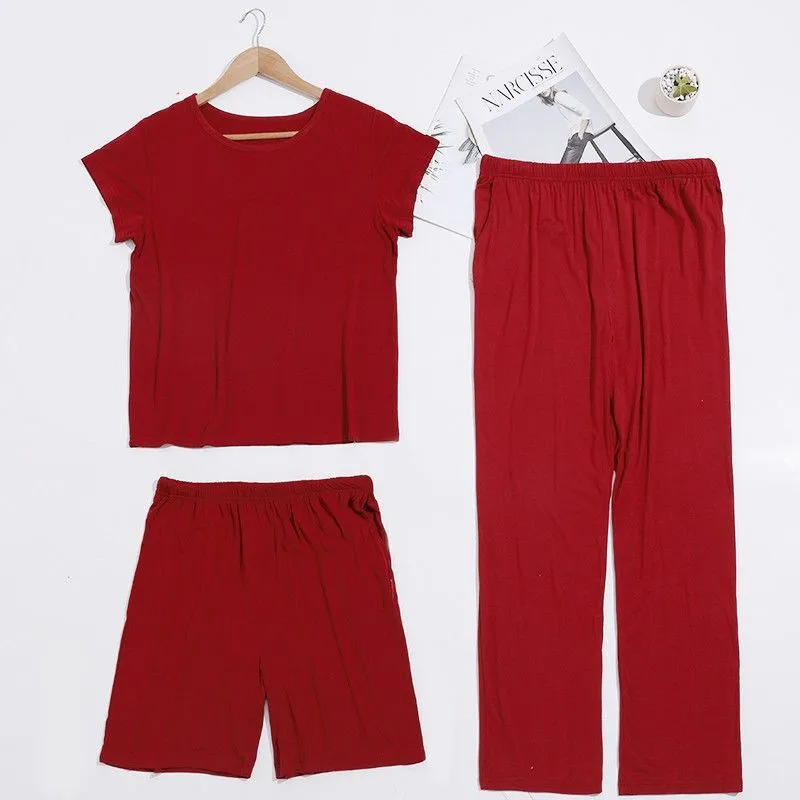 

3 шт./компл. модный крутой пижамный комплект однотонная мягкая эластичная женская пижама большого размера 4XL Уютная женская пижама kPaCotAkoWka