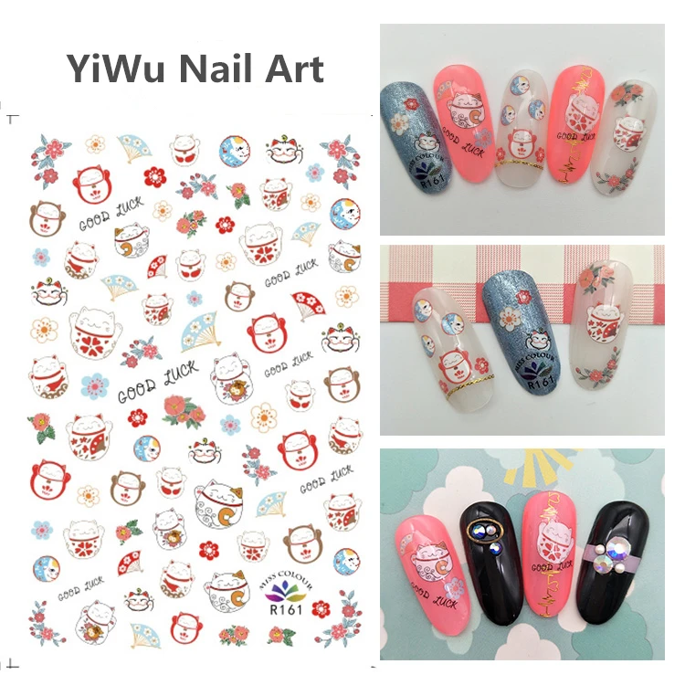 

Japanese Lucky Cat 3D Nail Sticker for Nail Self-adhesive DIY Sticker Decals Russian Matryoshka Tips Manicure Nail Art Decals