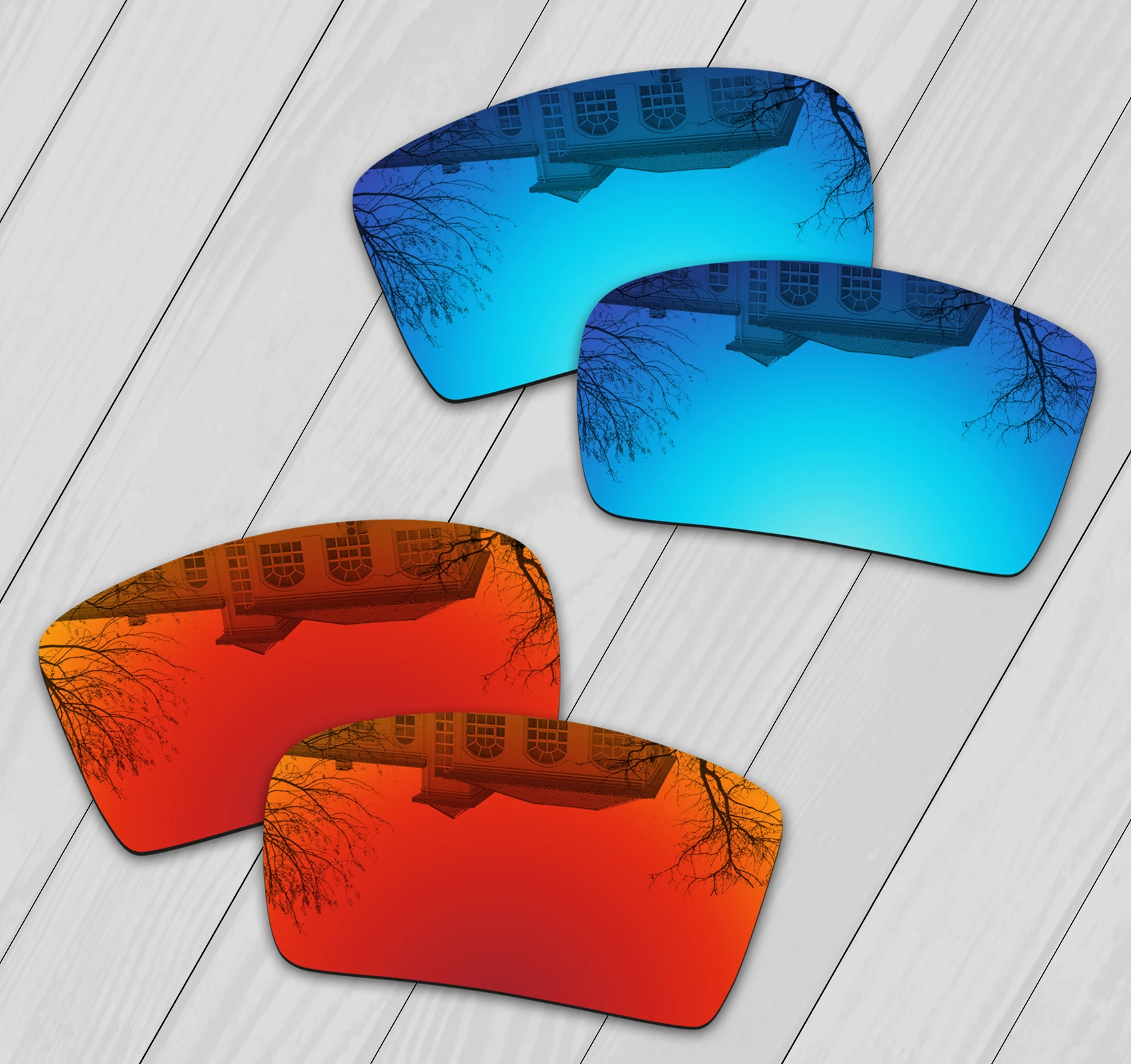 E.O.S 2 пары ледяных синих и огненных красных зеркальных поляризованных сменных