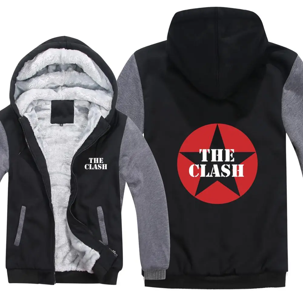 

The Clash Hoodies Rock Bnad Mens Zipper Coat Fleece Thicken The Clash Sweatshirt Pullover
