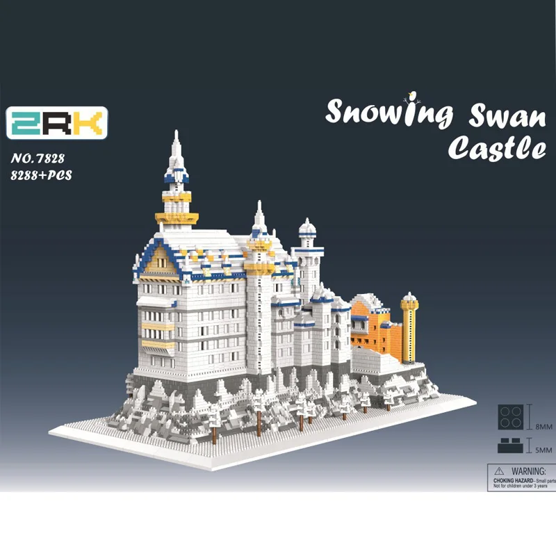 

8288 PCS ZRK Mini Blocks Neuschwanstein DIY Building Toys Snowing Swan Castle World Building Bricks for Adults Gifts Girl 7828