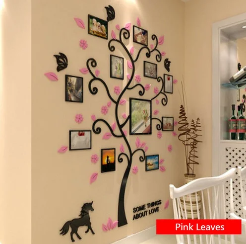 

3 Size Colorful Multi-Pieces Tree Photo Frame 3D Acrylic Decoration Wall Sticker DIY Wall Poster Home Decor Bedroom Wallstick
