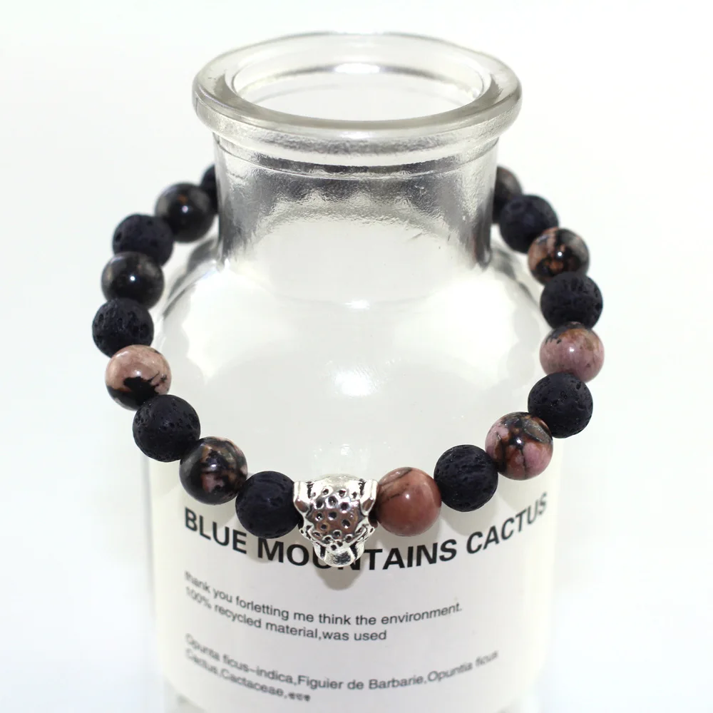 Браслет для йоги мужской модный браслет из натурального вулканического камня с