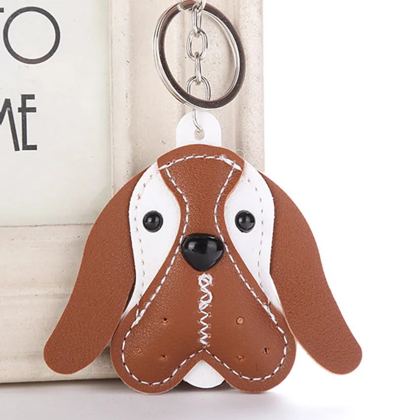 Брелок для ключей в виде собаки женская подвеска сумки кожаный металлический