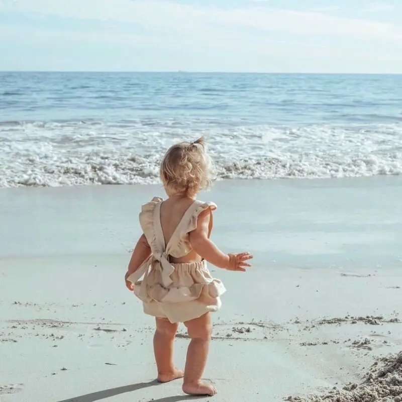 Боди с оборками для новорожденных из хлопка и льна|Боди малышек| |