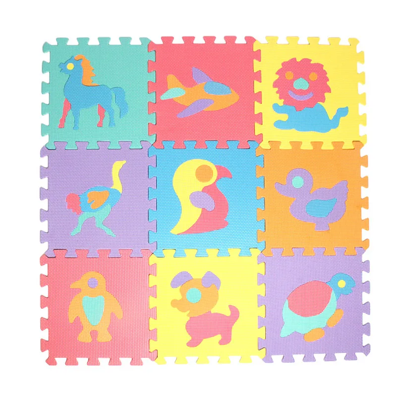 Children 10Pcs/set  30*30cm Number Animal Pattern Baby Play Mat Puzzle Toys For Kids EVA Foam Yoga Crawling Mats Floor Tapete