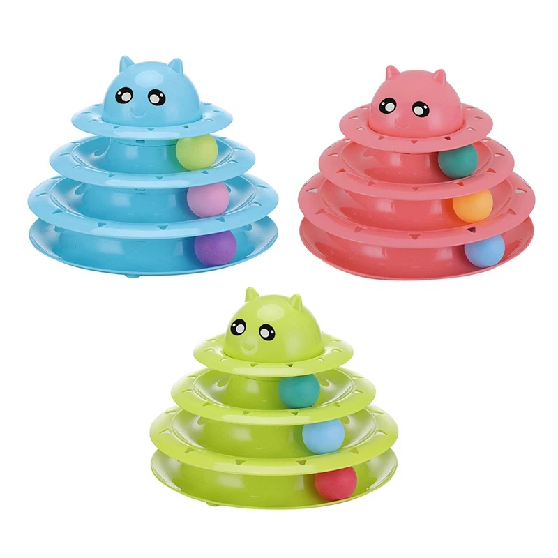 Забавная игрушка для кошек 3 уровня башня треки диск интеллектуальное
