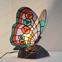 butterfly bedside table lamp bedroom lamp living room study of european animal lamps tiffany glass new led table light
