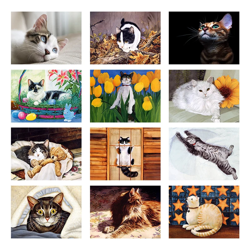 

New 5D DIY Diamond Painting Animal Cat Picture Full Drill Embroidery Mosaic Cross Stitch Kit Home Decoration Holiday Gift