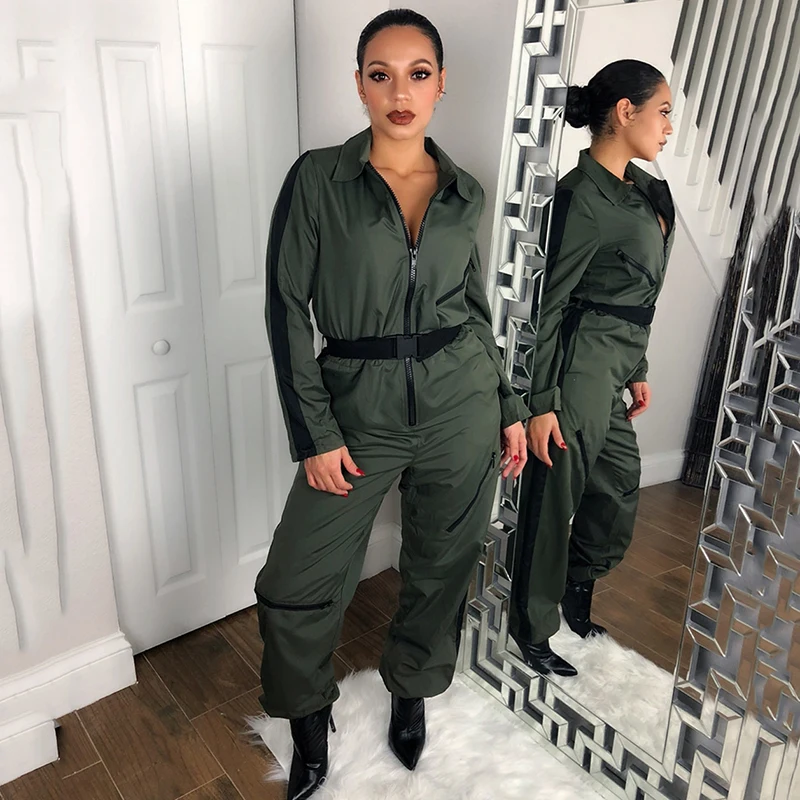 Женский Облегающий комбинезон в полоску красный зеленый черный на молнии с