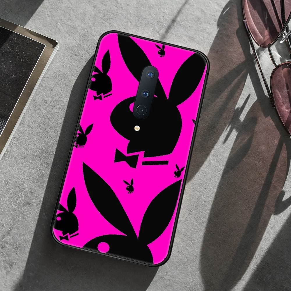 

Playboy Rabbit head Phone Case Cover Hull For 1+ Oneplus 5T 6 6T 7 7T 8 8T Pro black Back Silicone Shell Soft Waterproof Tpu