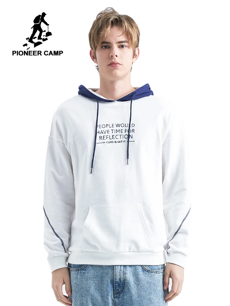Pioneer Camp осенние мужские толстовки белые темно голубые с буквами свитшот