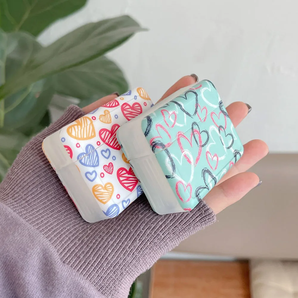 

Soft Silicone Luxury Protective Cover for AirPods 21, Heart-shaped Graffiti Protective Cover for AirPods Pro