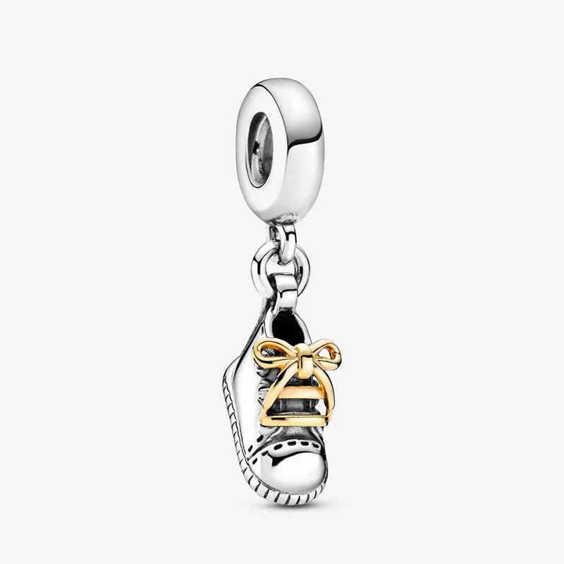 

2020 New 925 Sterling Silver Lovely Baby Shoe Dangle Charm Beads Fit Original 3mm Charm Bracelet Jewelry Gift