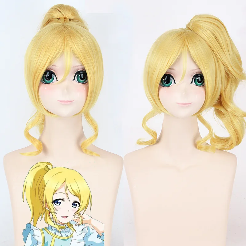 

Love Live Ayase Eli Wig LoveLive Cosplay Props Golden Hair Theme Party Role Play Wigs Comic Con Carnival lolita Girls Wigs