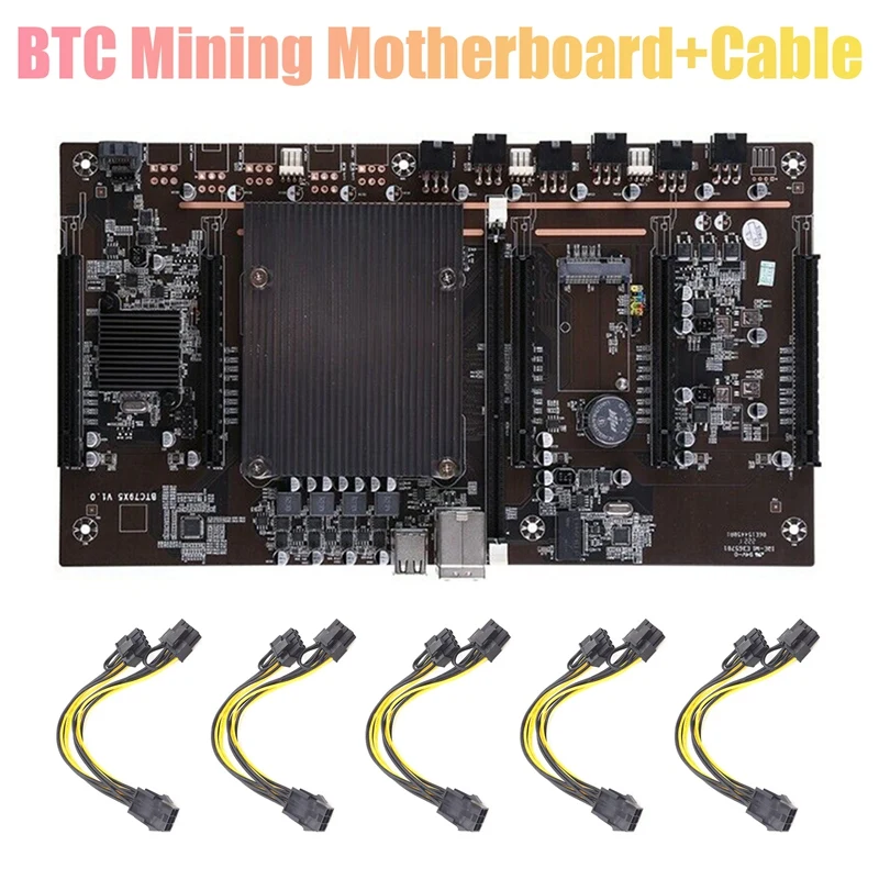 

X79 H61 BTC Mining Motherboard with 5X6Pin to Dual 8Pin Cable 5X PCI-E 8X LGA 2011 DDR3 Support 3060 3080 GPU for BTC