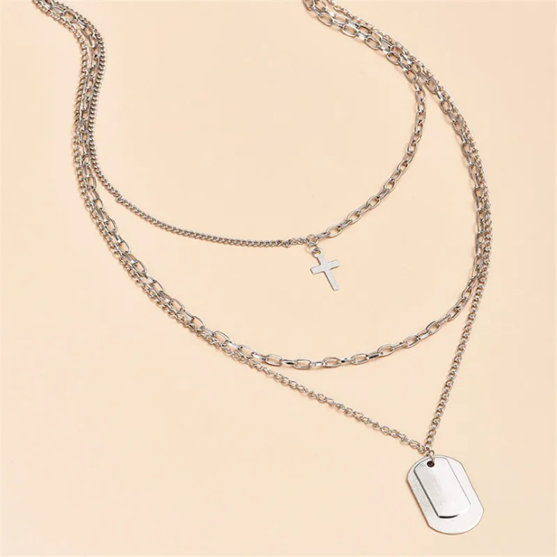 

Fashion Cross Geoemtry Pendant Women's Multilayer Necklace Party Accessories