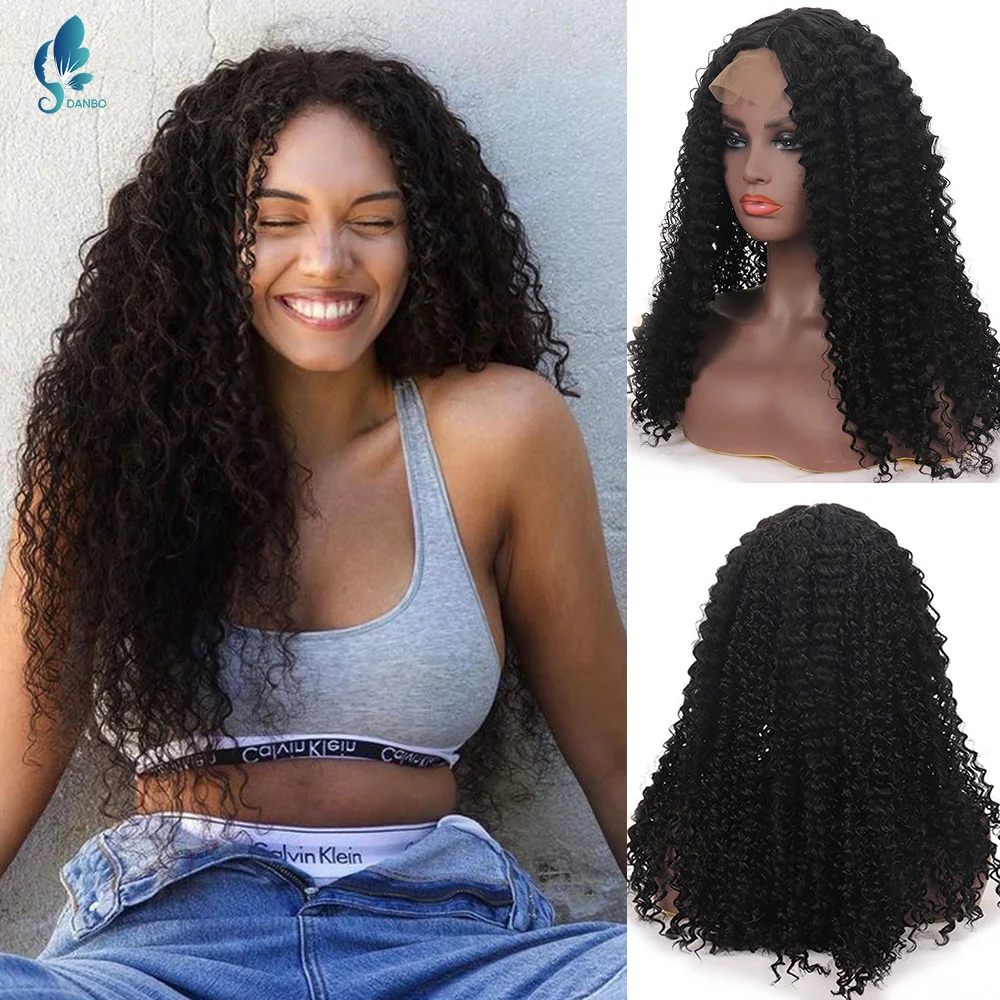 

Black Mid-Length Curly Middle Part Synthetic Soft Heat-Resistant Fiber Daily Wig