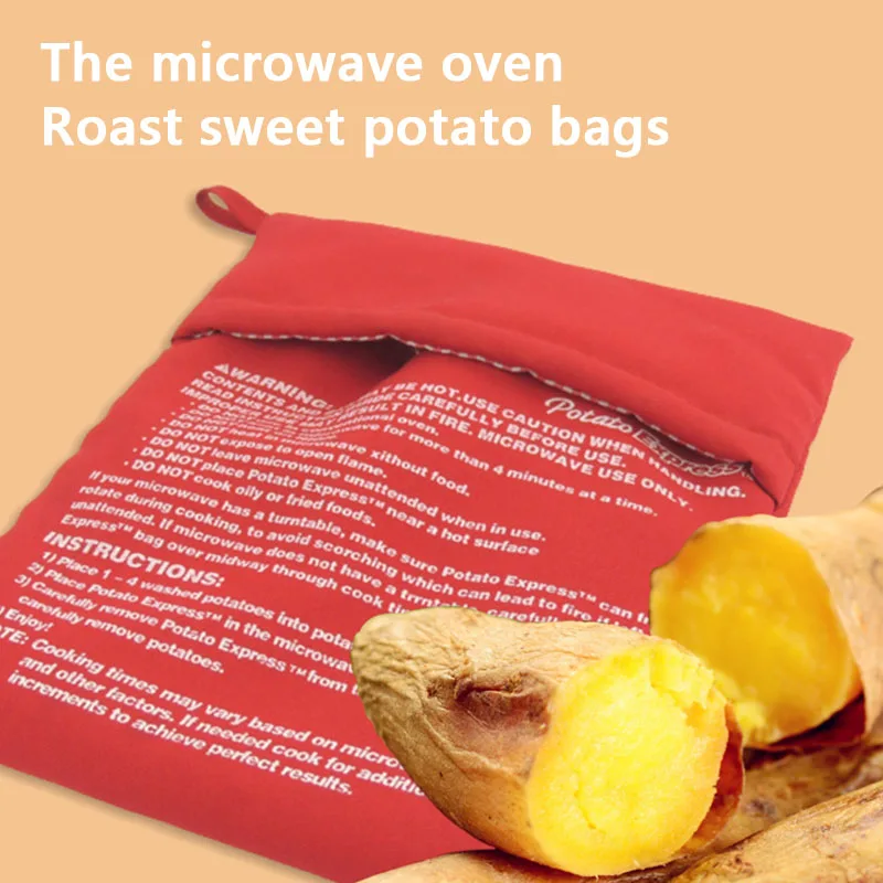 1Pcs Microwave Baking Potatoes Bag Red Washable Cooker Easy To Cook Kitchen Gadgets Tool Rice Pocket Cooking Tools | Дом и сад