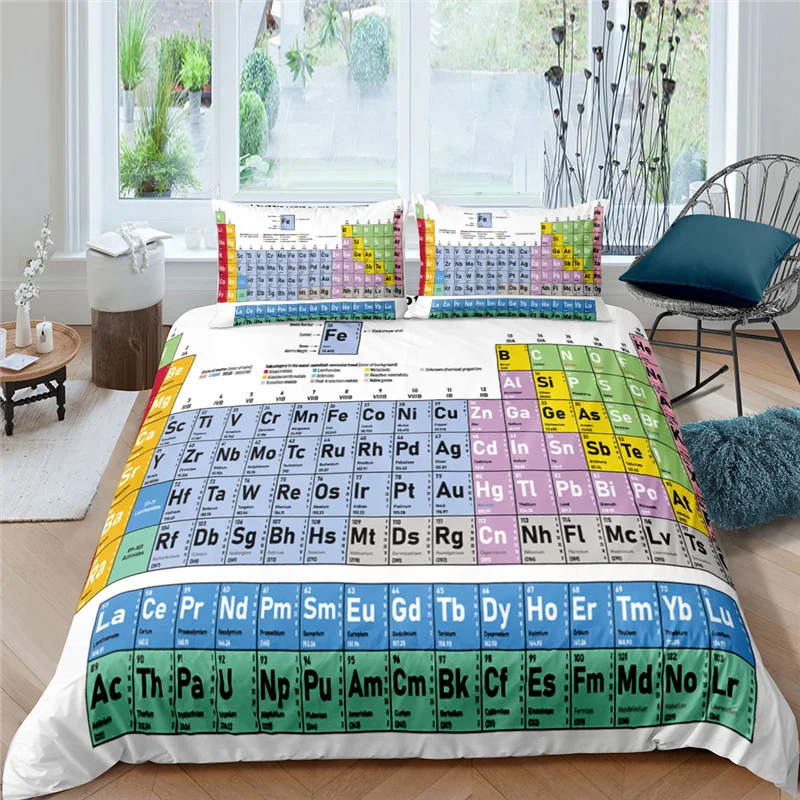 

Luxury 3D Periodic Table of Elements Print 2/3Pcs Kids Bedding Set Duvet Cover Pillowcase Home Textile Single/Queen/King Size