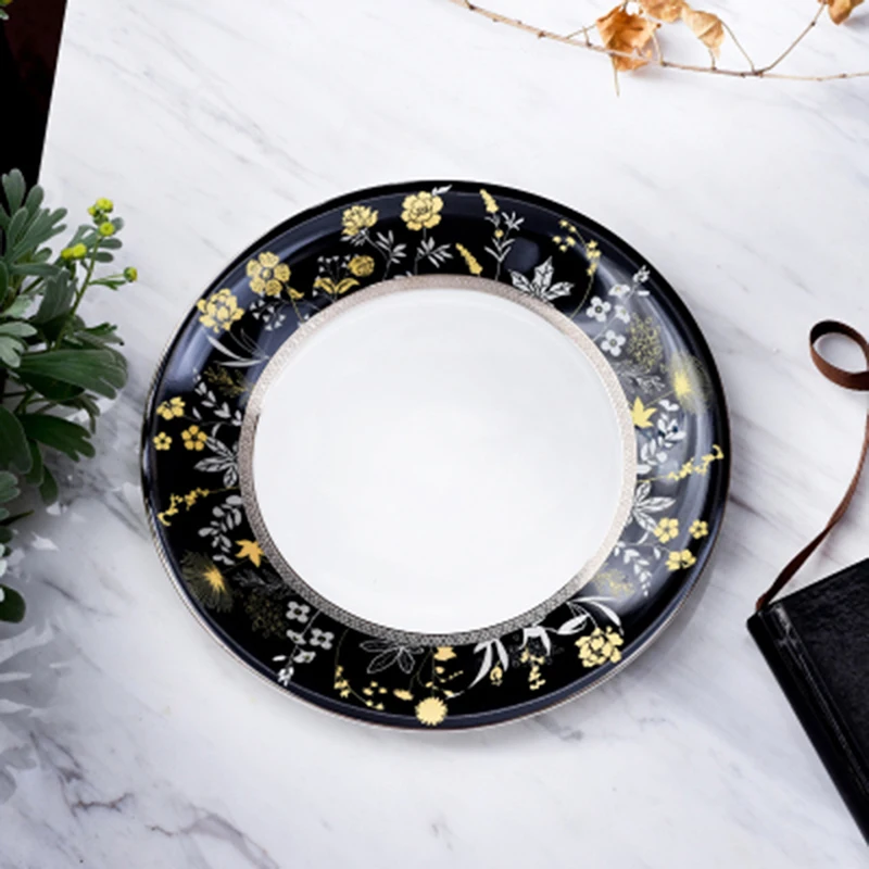 Роскошная круглая обеденная тарелка с цветочным рисунком в виде китайской кости