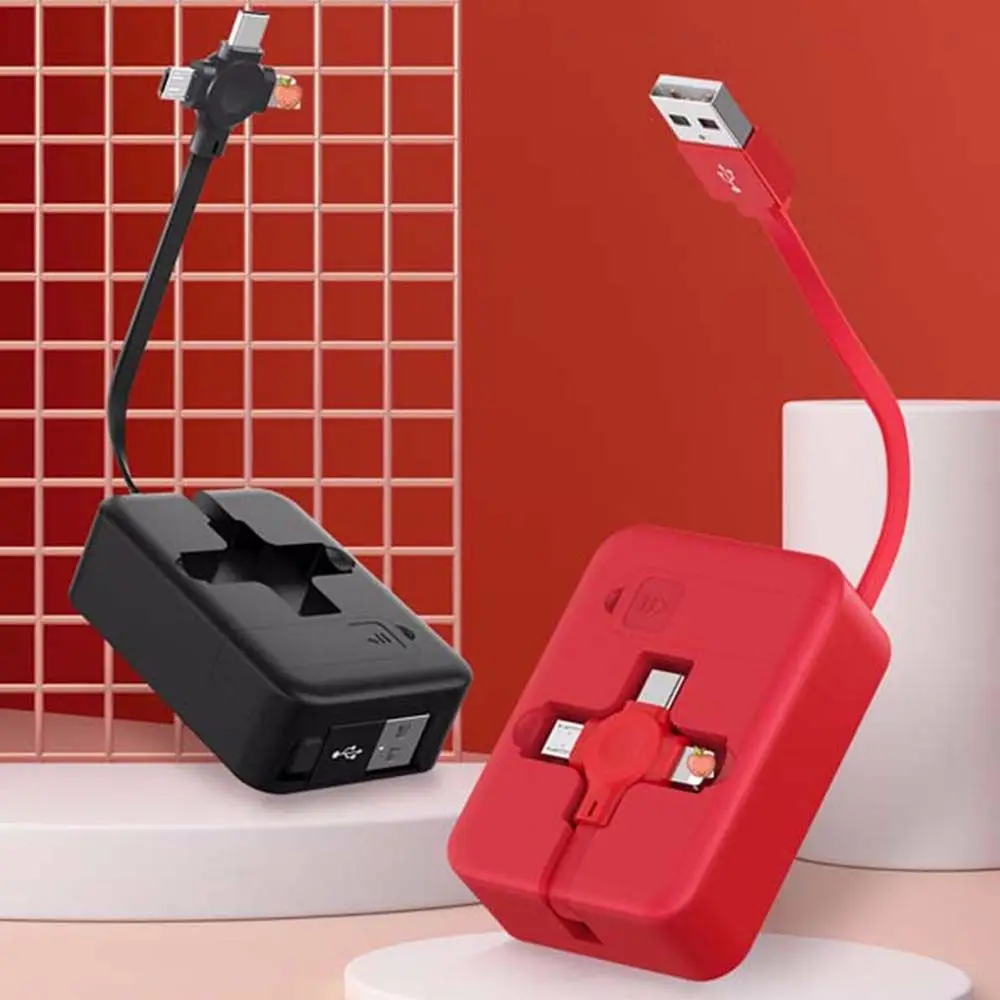 Внешний аккумулятор с выдвижным разъемом Micro USB Type-C 4 в 1 USB-кабель для зарядки и