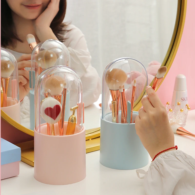 

Makeup Brush Storage Box Cosmetic Organizer Makeup Brush Barrel Holder Eyebrow Pencil Plastic Box Waterproof Contains Pearls0
