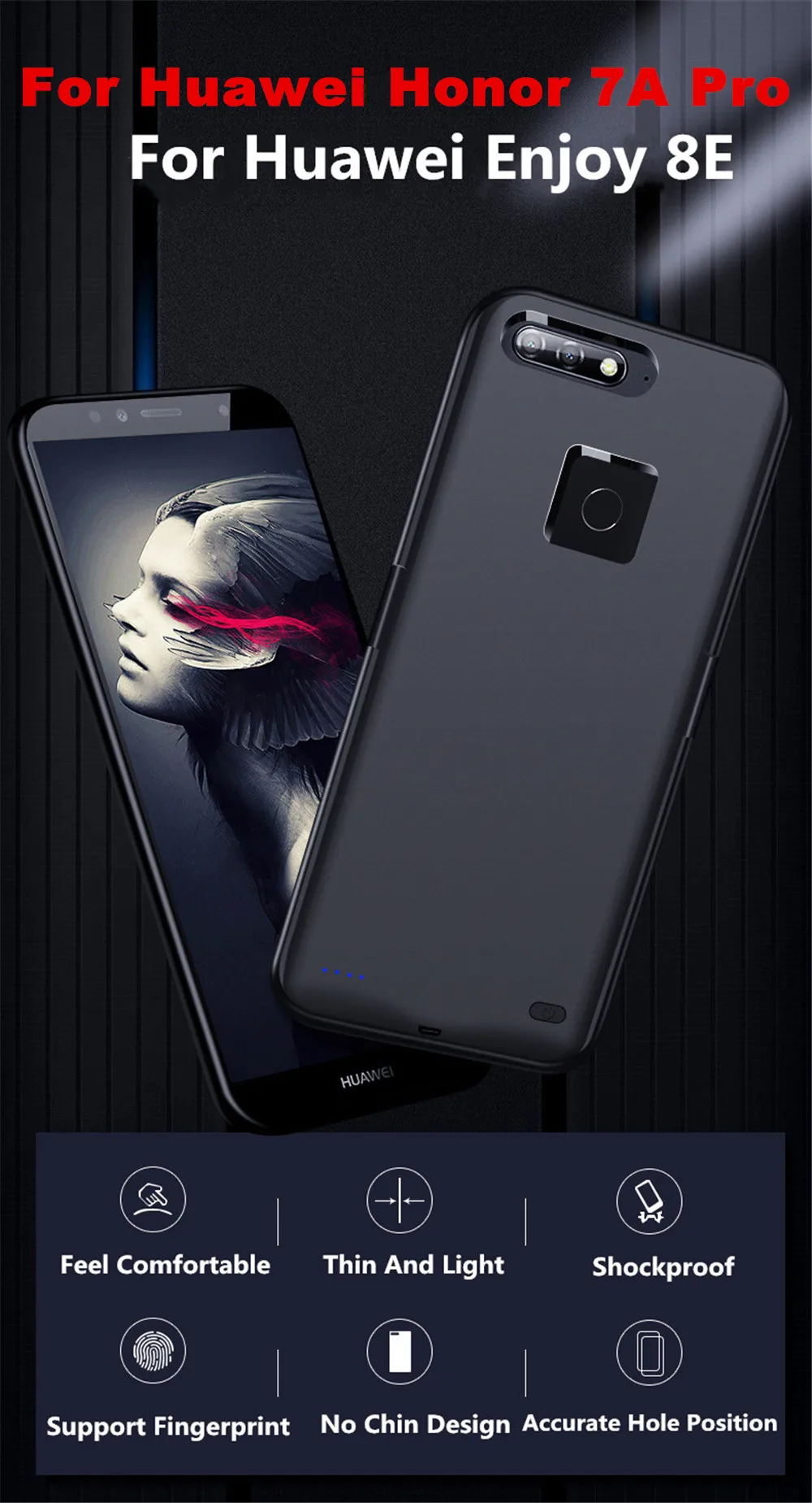 Для huawei Honor 7A Pro Чехлы для зарядки аккумуляторов 6800 мАч ультра тонкий резервный банк питания зарядная Крышка для Honor 7A Pro Чехол для питания