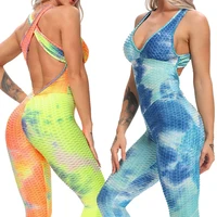 fashion women sport suit sexy open back yoga set fitness jumpsuit 2021 women%e2%80%99s tracksuit tummy control gym pants sportswear