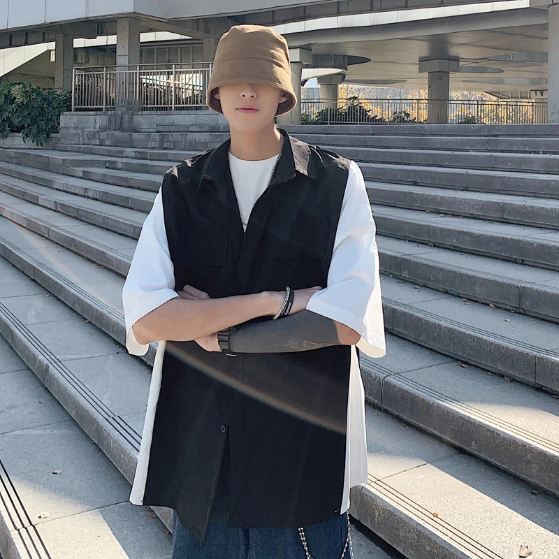 Рубашка мужская с коротким рукавом модная повседневная Уличная одежда свободные