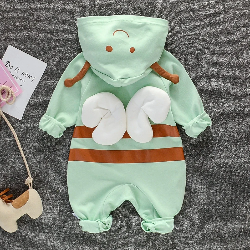 

Cartoon Cosplay Costume For Baby Boy Girls Jumpsuit Cotton Romper Bee Pattern with Hood Zipper Bodysuit Clothes For babies