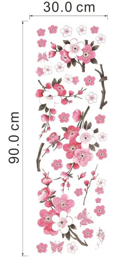 ПВХ наклейки на стену цветок персика Бабочка дерево 46 см х 65 | Дом и сад