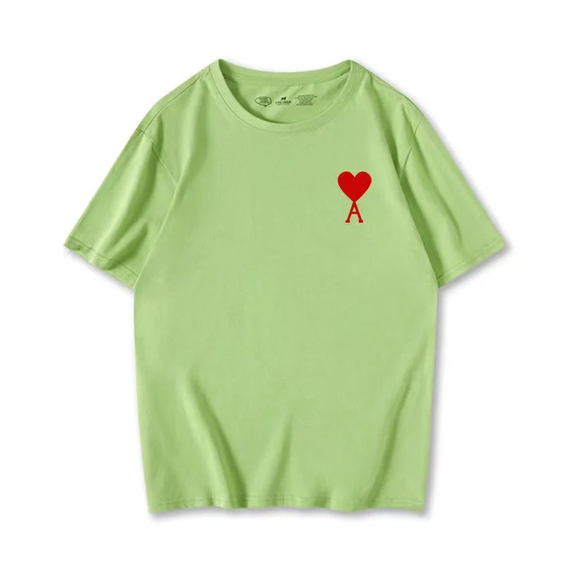 

AMI 21SS Love A Classic Embroidered Colour T-Shirt With A Round Neck And Short Sleeves For Both Men And Women