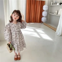 2022 new girls long sleeve dress spring children cotton floral holiday dresses kids one piece robe korean little girl clothes