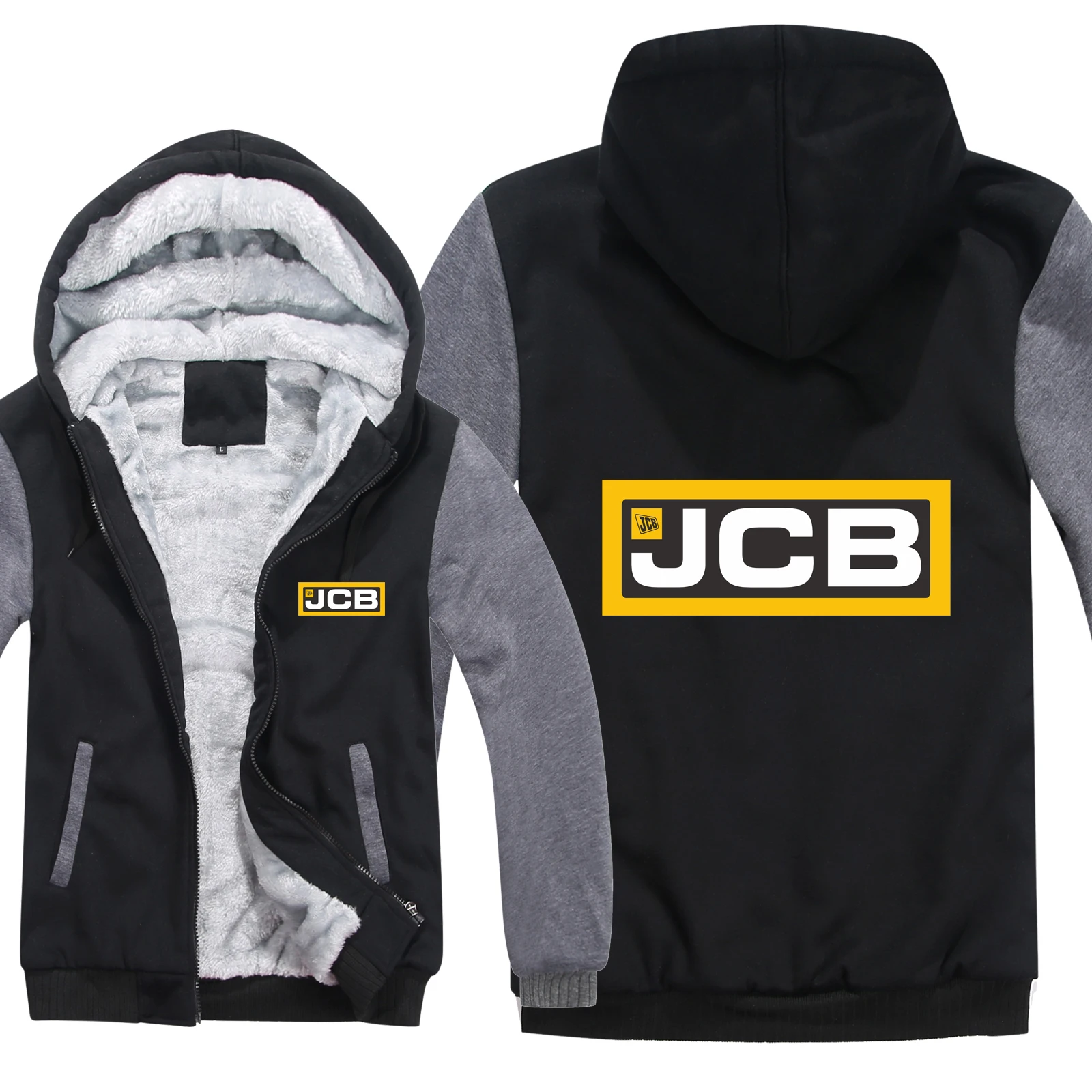 

2021 Excavator Jcb Hoodies Mens Zipper Coat Fleece Thicken JCB Sweatshirt Pullover