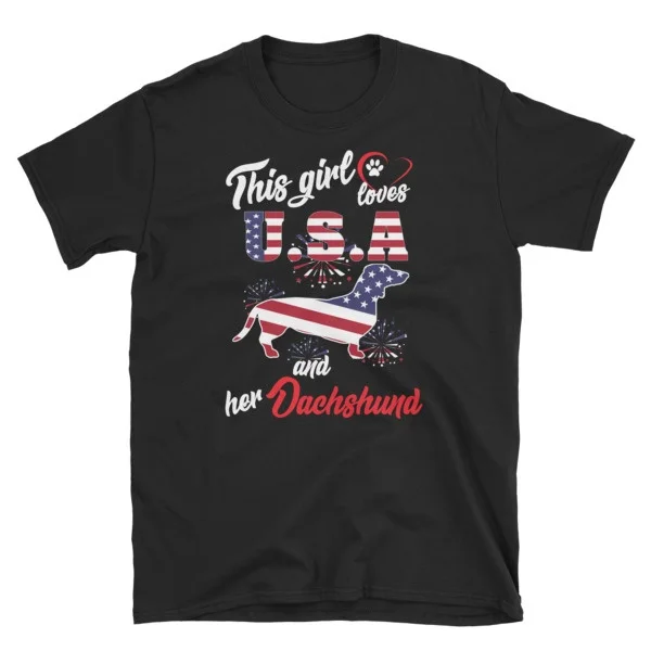 

This Girl Love Dachshund American Flag T-shirt
